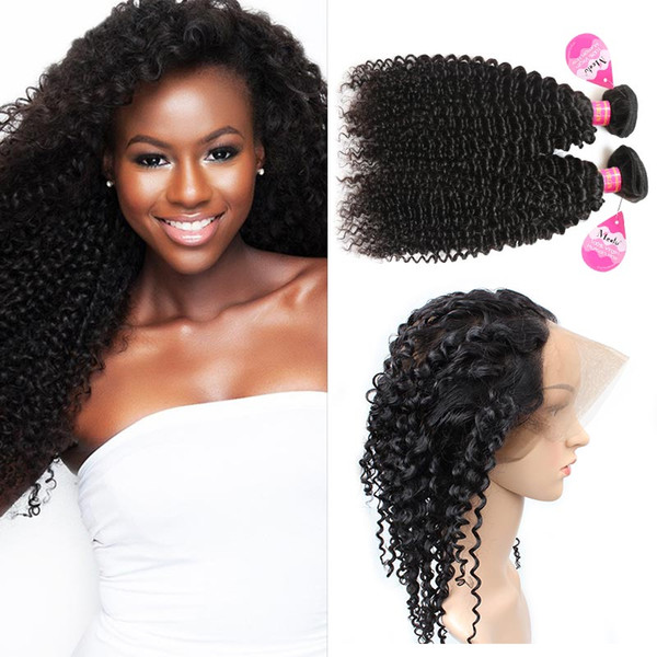 8A 360 Lace Frontal with Bundles Brazilian Kinky Curly Hair Peruvian Malaysian Indian Human Hair Curly Wave Human Hair Extensions Wholesale