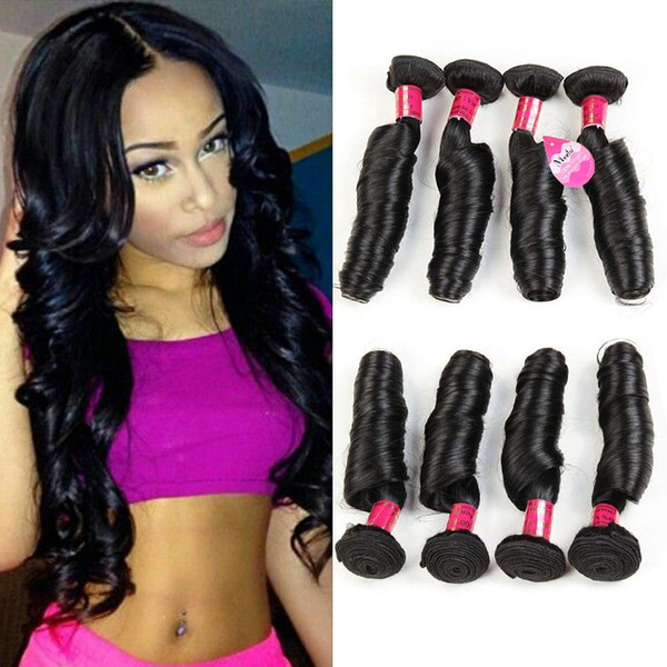 4 Bundles Brazilian Spring Curly Virgin Hair 10A Brazilian Hair Weave Bundles Totally 400g Aunty Funmi Bouncy Curl Hair Natural Color