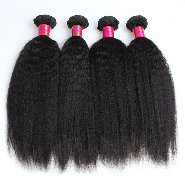 Brazilian Kinky Straight Human Hair Weave Bundles 10A Unprocessed Peruvian Malaysian Indian Italian Coarse Afro Yaki Straight Hair Extension