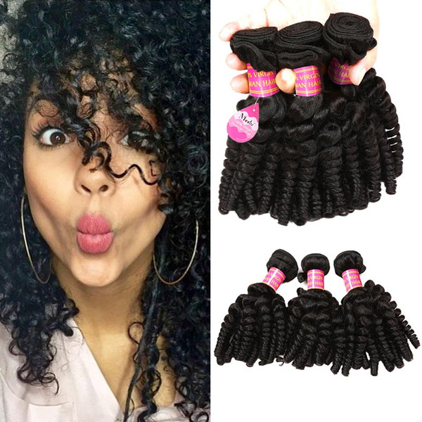 8A Brazilian Aunty Funmi Hair Weave Bouncy Curls Unprocessed Peruvian Malaysian Cheap Human Hair Extension Bundles 3pc/Lot for Black Women