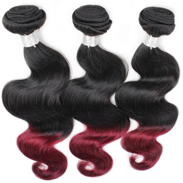 New Arrival 12A Two Tone Ombre Peruvian Virgin Human Hair Weft Extensions Body Wave 3 Bundles 1B 99J Burgundy Wine Red Peruvian Hair Weave