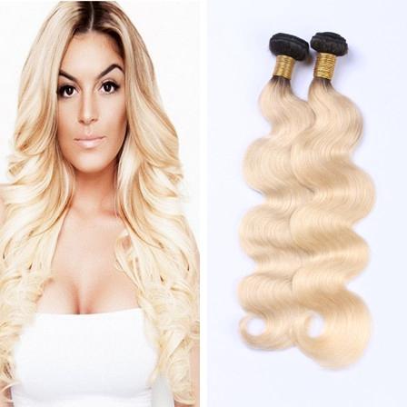 Dark Roots Blonde Ombre Virgin Hair 1B 613 Blonde Brazilian Body Wave Hair Weaves 3Pcs Ombre Two Tone Human Hair Bundles