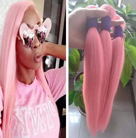 Brazilian Human Hair Straight Pink Hair Extensions New Fashion Peruvian Indian Malaysian Pink Hair Weft