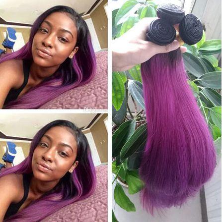 Brazilian Straight 1b Purple Ombre Hair Bundle Deals Cheap Weave Ombre Grade 9A Hair Extensions 3Pcs Top Quality Hair Products