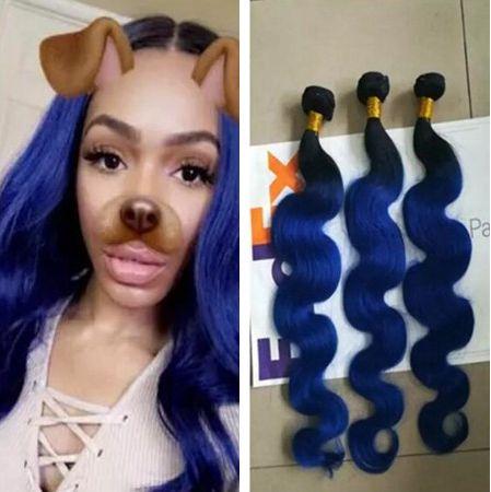 Ombre Brazilian Virgin Hair Body Wave 3PCS Two Tone Blue Ombre Brazilian Hair Products Human Hair weaves