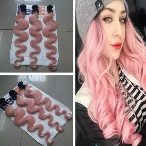 Ombre Hair Extensions Ombre Pink Malaysian Body Wave Virgin Hair 3Pcs Soft Brazilian Ombre Rose Gold Weave