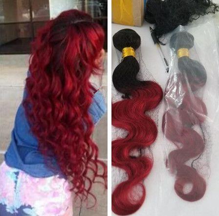 Mink Brazilian Virgin Hair Body Wave Hair Weaves 3 Bundles 1b Red Burgundy Bundles Ombre Two Tone Human Hair Weave