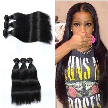 Peruivan Malaysian Hair Bundles Unprocessed Straight Human Hair Weave 3pcs Hair Extensions Double Weft Wholesale Factory Price