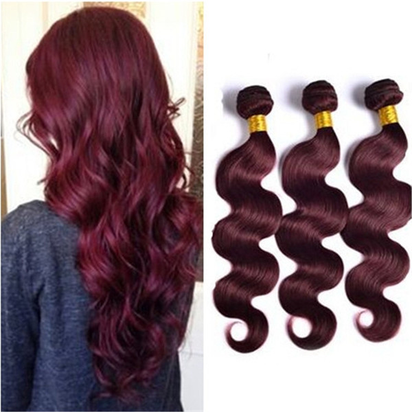 Burgundy Brazilian Hair Weave Bundles Grade 8A Wine Red 99J Brazilian Virgin Human Hair Body Wave 3Pcs Hair Products