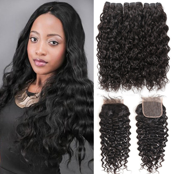Water Wave Bundles With Closure Brazilian Hair Weave Bundles With Closure Brazilian Human Hair 3 Bundles With Closure Deep Wave Kinky Curly