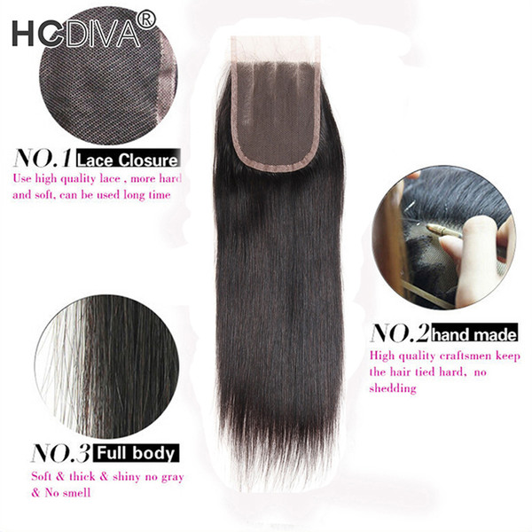 Brazilian Straight Hair With Closure 4 Bundles Human Hair Bundles With Closure Natural Color Unprocessed 8A Virgin Hair With Closure