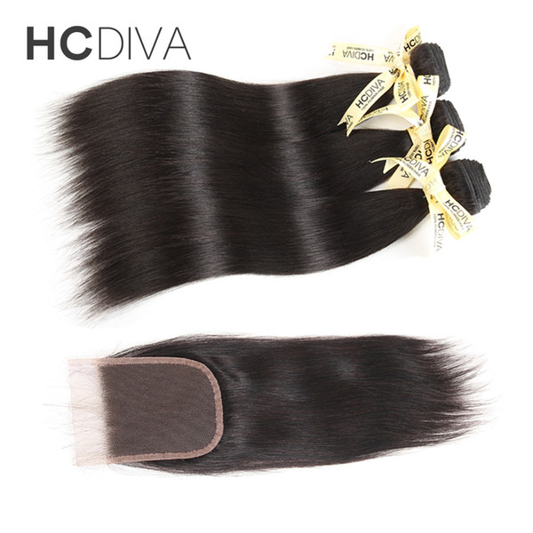Brazilian Human Hair Bundle with Lace Cosure 3 Bundles with Closure Unprocessed Brazilian Virgin Hair Bundles with Closures HCDIVA