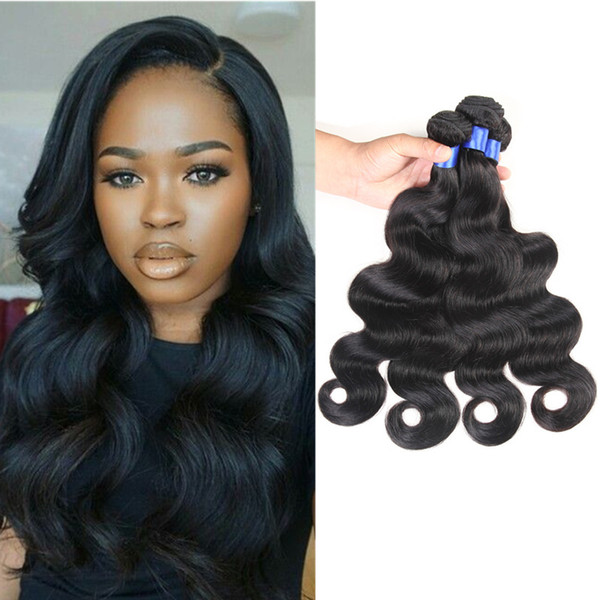 7A Mink Brazilian Body Wave Hair Bundles Black Double Weft Straight Hair Extensions 4 Bundles Brazilian Virgin Body Wave Human Hair Weave