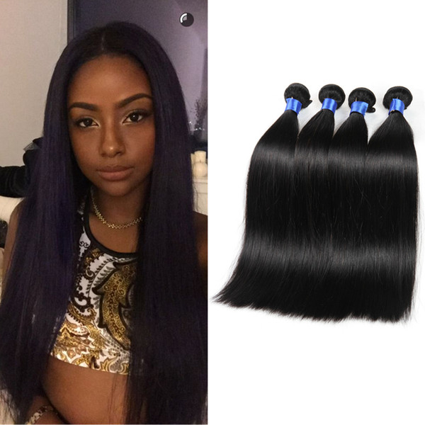 7A Grade Peruvian Virgin Straight Hair 4 Bundles Peruvian Hair Weaves 100% Unprocessed Human Hair Bundles Double Machine Wefts Natural Color