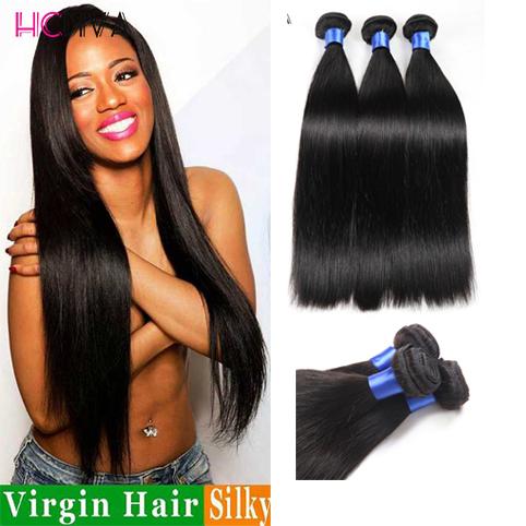 HCDIV 2017 Hot Selling Remy Straight Hair 3 Bundles Virgin Human Hair Extensions Cheaper Straight Human Hair Bundles Double Weft Thick