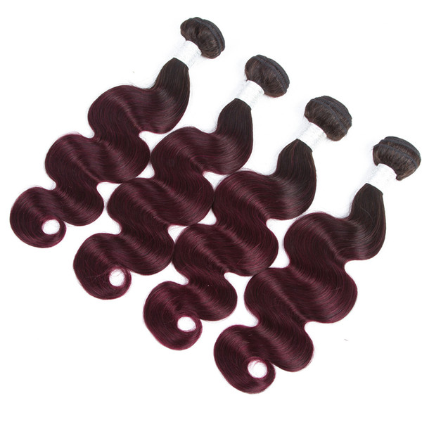 Mink Brazilian Virgin Hair Body Wave Hair Weaves 3/4 Bundles 1b 99J Burgundy Body Wave Bundles Ombre Two Tone Human Hair Weave