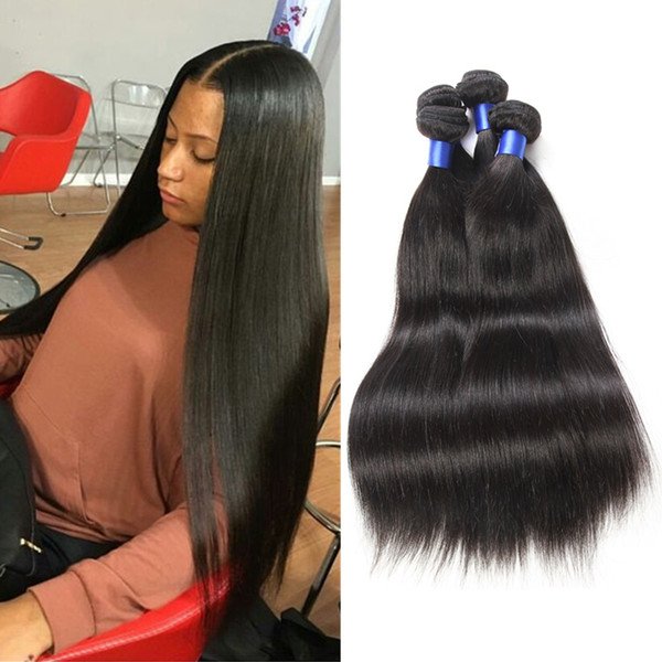 Brazilian Virgin Straight Hair Bundles 3/4 pieces Lot Unprocessed Peruvian Indian Malaysian Cambodian Remy Silk Straight Human Hair Weaves