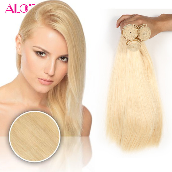 8A Grade Blonde Brazilian Virgin Human Hair Bundles #613 Blonde Straight Hair Color 613 Blonde 3 Bundles Brazilian Human Hair Extensions