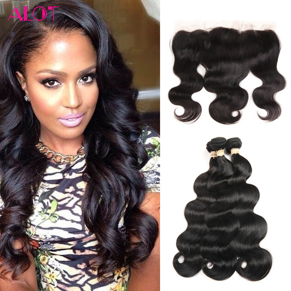 Peruvian Human Hair Body Wave 3 Bundles with Lace Frontal Ear to Ear Natural Color 13*4 Lace Frontal with Human Hair Weft