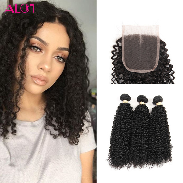 Kinky Curly Weave Grade 8A Brazilian Virgin Human Hair Bundles Kinky Curly Hair 3 Bundles with Lace Closures Human Hair Extensions