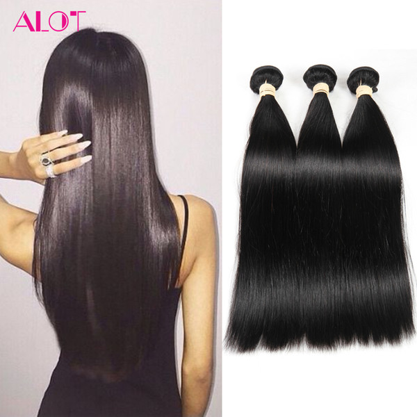 ALOT 8A Grade Malaysian Peruvian Brazilian Human Hair 3/4 Bundles Mink Straight Hair Weaves Cheap Hair Weaves Extensions Sale 100G/Bundles