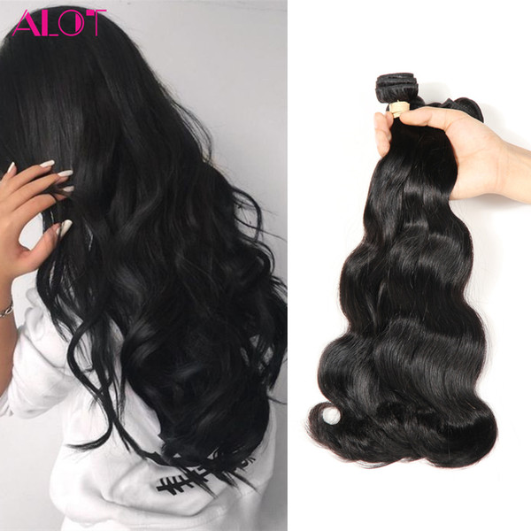 ALOT 8A Grade Body Wave Hair Weaves Brazilian Indian Peruvian Malaysian Human Hair 3/4 Bundles 100% Unprocessed Human Hair Extensioans