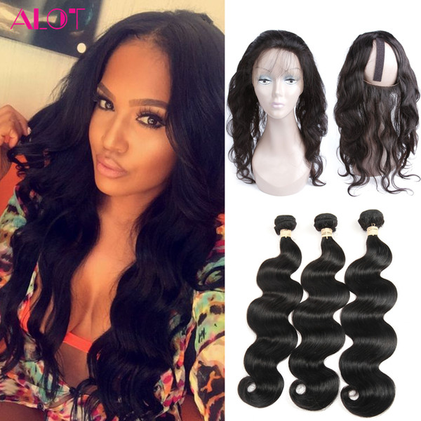 Body Wave Brazilian Human Hair Products With 360 Lace Frontal closure 3Pcs Brazilian Virgin Hair Bundles with 360 Lace Frontal Closure22*4*2