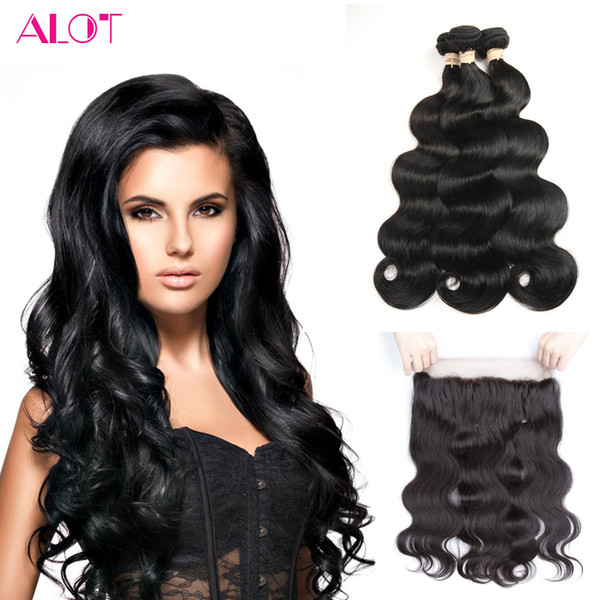 8A Grade Peruvian Hair Bundles Body Wave 360 Lace Frontal with Bundles 3Pcs Brazilian Malaysian Indian Peruvian Remy Human Hair Bundles