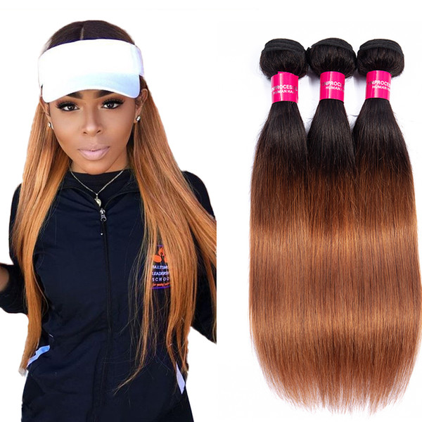 Charmingqueen Brazilian Ombre hair bundles 1b/30 Straight virgin Human hair bundles two tone Brazilian Straight human hair Extension