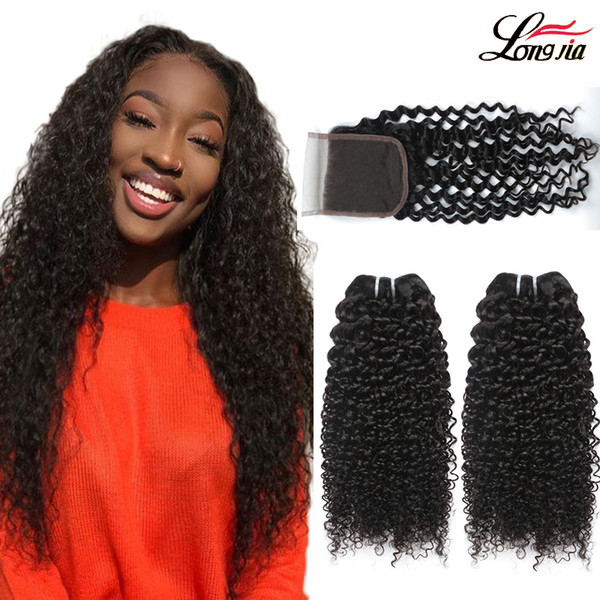 Brazilian Kinky Curly hair Bundles with 4x4 Lace Closure Brazilian Virgin Human Hair bundles With Closure Unprocessed curly Hair Extension