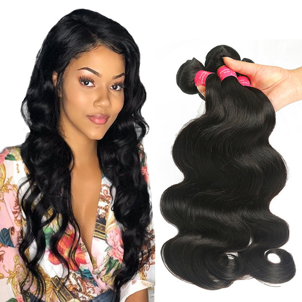 Brazilian Body Wave Hair Weave Bundles Natural Color 100% Human virgin Hair weaving 3/4 Piece 8-28inch Human Hair Extension