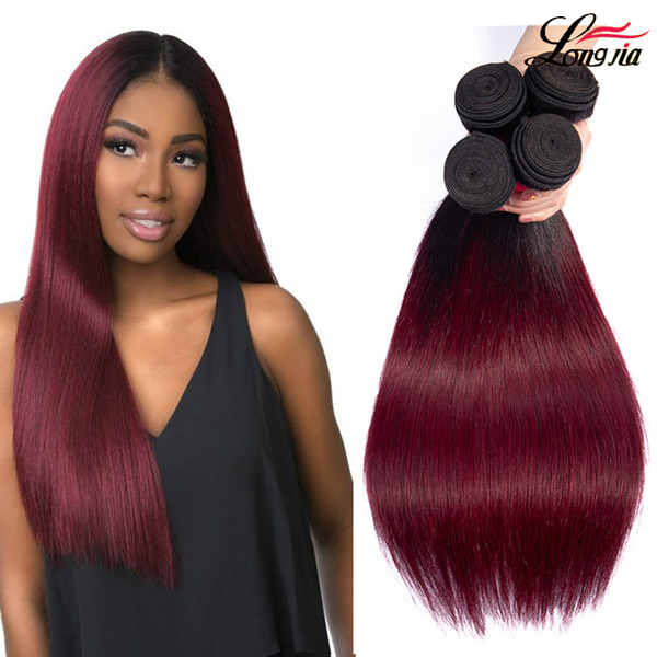 Two Tone 1b/burgundy straight hair Ombre Straight human Hair Bundles Malaysian straight hair extension