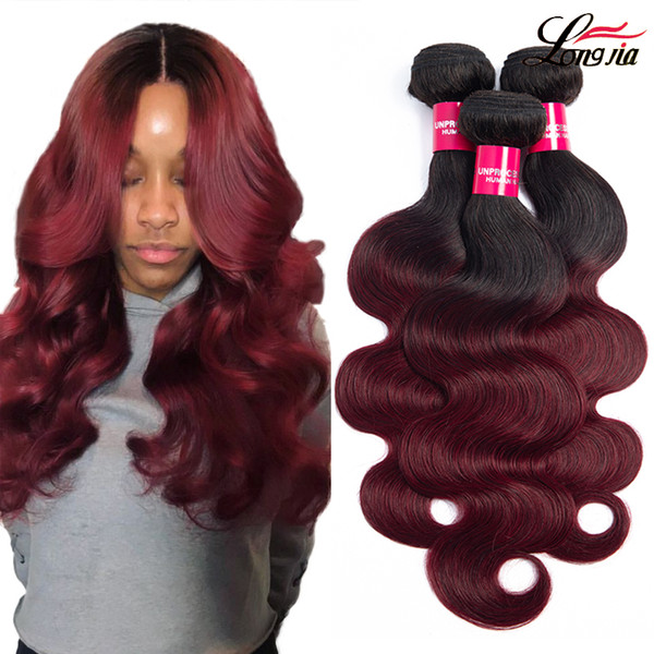 Charmingqueen body wave Virgin hair 1b/burgundy body wave Hair Weave bundles ombre body wave human hair extension Non remy