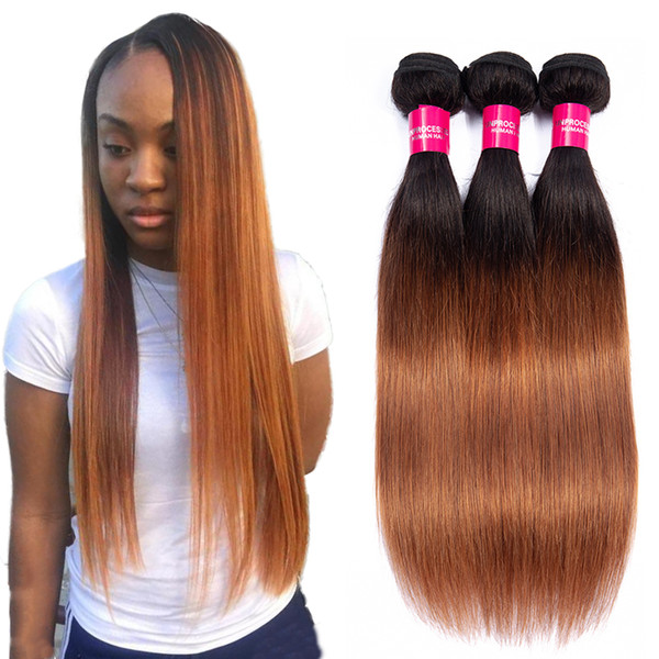 Two tone 1b/30 Human Straight hair Ombre human hair 3/4 bundles Peruvian Straight Virgin hair bundles