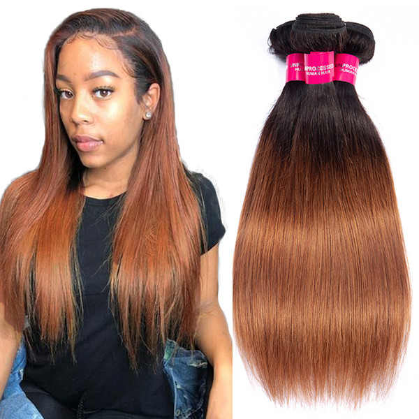 Two tone 1b/30 Peruvian Straight Hair Bundles Human Hair Extensions 3/4 Bundle Deals Ombre straight virgin hair
