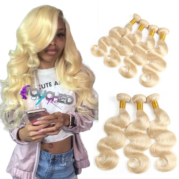 Pure 613 Blonde Hair Weaves Body Wave Peruvian Hair Bundles 3 pcs Unprocessed Body Wave Human Hair Extensions