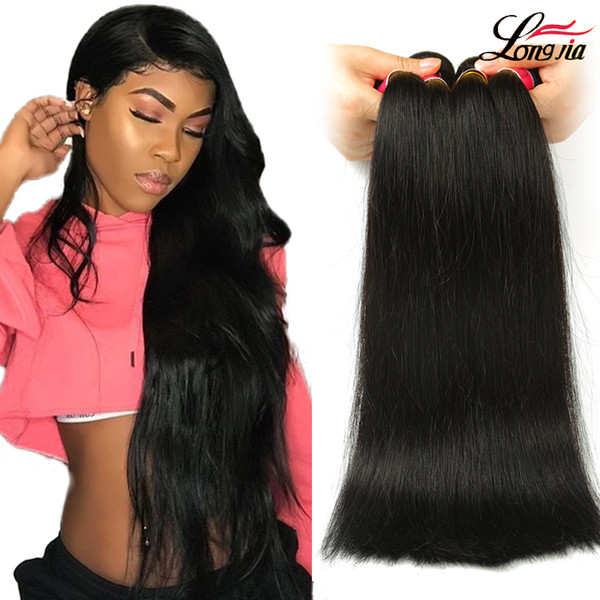 Wholesale Straight Human Hair Bundles Brazilian Peruvian 8A Unprocessed human Hair Extensions Straight virgin hair weaves