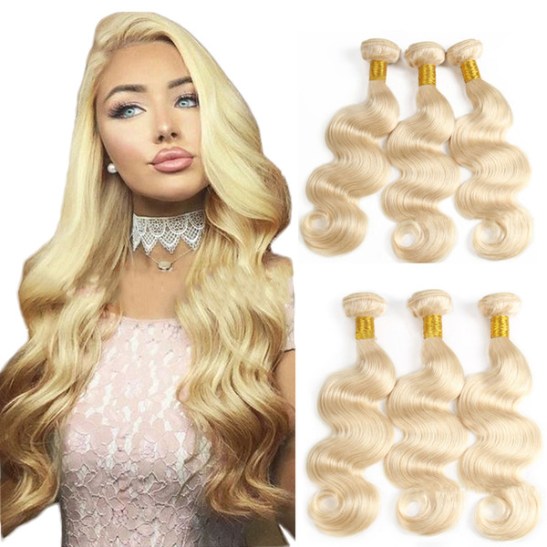 Body Wave 613 Blonde Human Hair Weaves Malaysian Body Wave virgin Hair 3 Bundles 100% Human hair Extension
