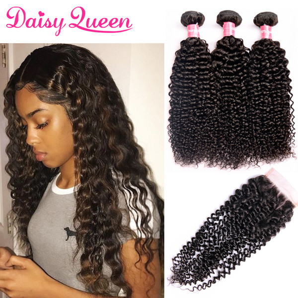 10A Malaysian Curly Hair Bundles With Closure Virgin Hair Extensions Malaysian Deep Curly Human Hair Bundle With Lace Closure Wholesale