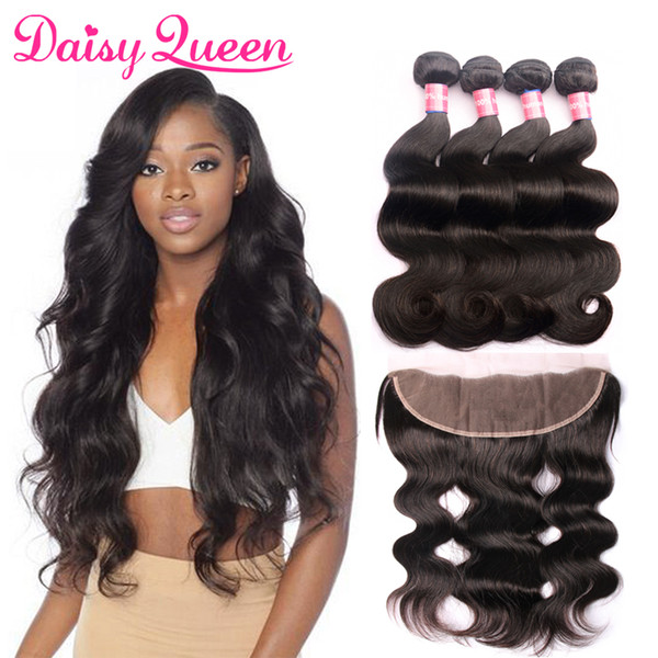 Malaysian Lace Frontal Closure With Body Wave Cheap 4 Bundles Human Hair Weaves With Frontal Pre Plucked 8A Malaysian Virgin Hair Wholesale