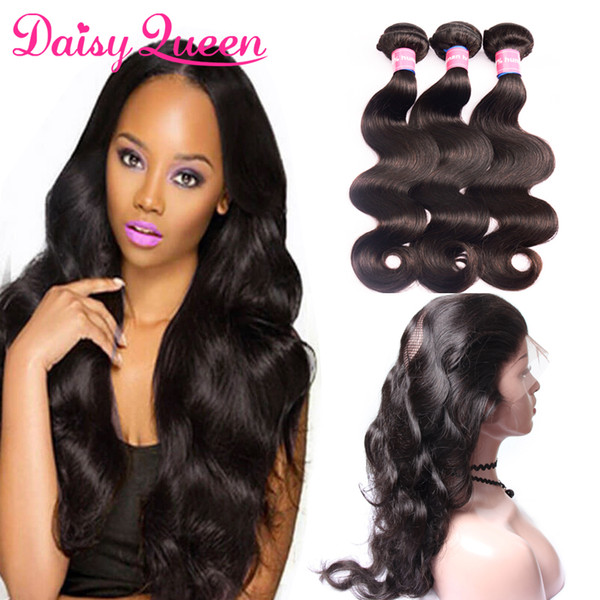 8A Brazilian Body Wave Hair Weaves With Closure Pre Plucked 360 Full Lace Band Frontal With Bundle Unprocessed Virgin Human Hair Bady Hair