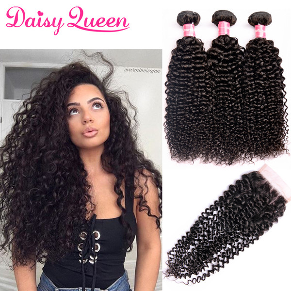 10A Mink Malaysian Curly Hair Bundles With Closure 100% Human Hair Bundles With Closure 4 PCS/LOT Virgin Hair Wholesale