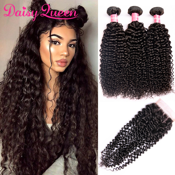 8A Brazilian Kinky Curly Bundles With Closure Mongolian Kinky Curly Hair With Closure 3 Bundles With Closure Curly Human Hair