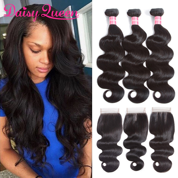 Best Quality Malaysian Body Wave Hair Weave Bundles With Closure 3 Bundles Human Hair With Lace Closure Malaysian Virgin Hair With Closure