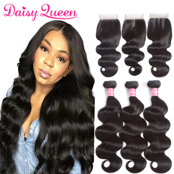 Brazilian Body Wave Virgin Hair With Closure 8A Unprocessed Brazilian Hair Weave Bundles With Closure Human Hair Bundles With Lace Closure