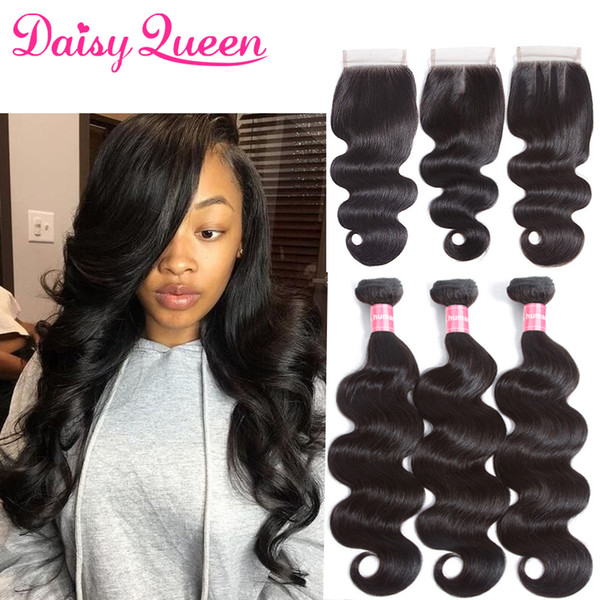 Peruvian Body Wave Hair 3 Bundles With Closure Unprocessed Peruvian Human Hair Weave With Lace Closure Whholesale Cheap Bundles With Closure