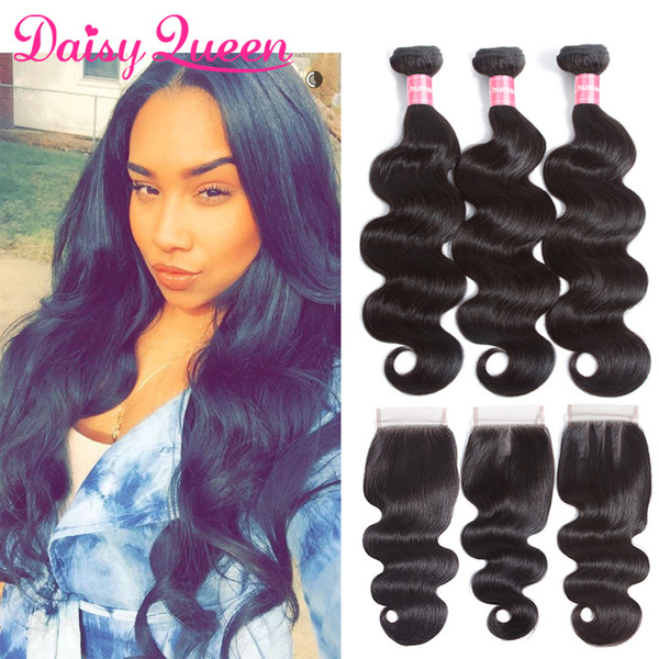 Brazilian Body Wave Bundles With Closure 8A Brazilian Virgin Human Hair Bundles With Closure Brazilian Virgin Hair Bundles With Lace Closure