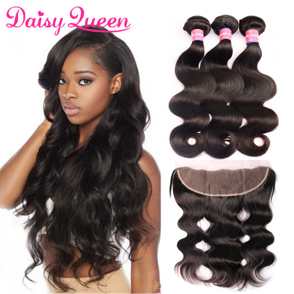 8A Mink Brazilian Virgin Body Wave With Lace Frontal Cheap 3 Bundles Human Hair Weaves Extensions Pre Plucked 13x4 Ear to Ear Wholesale