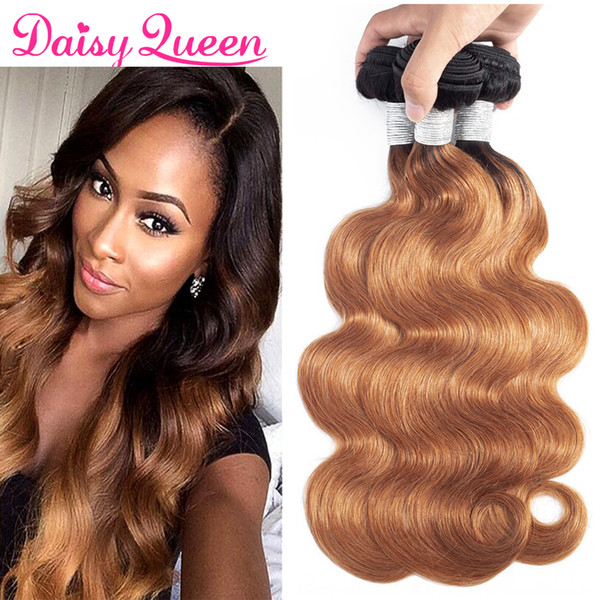 Ombre Brazilian Virgin Hair Body Wave 3 Bundles T1B/30 Ombre Peruvian Human Hair Weave Bundles Brown Malaysian Remy Hair Extensions