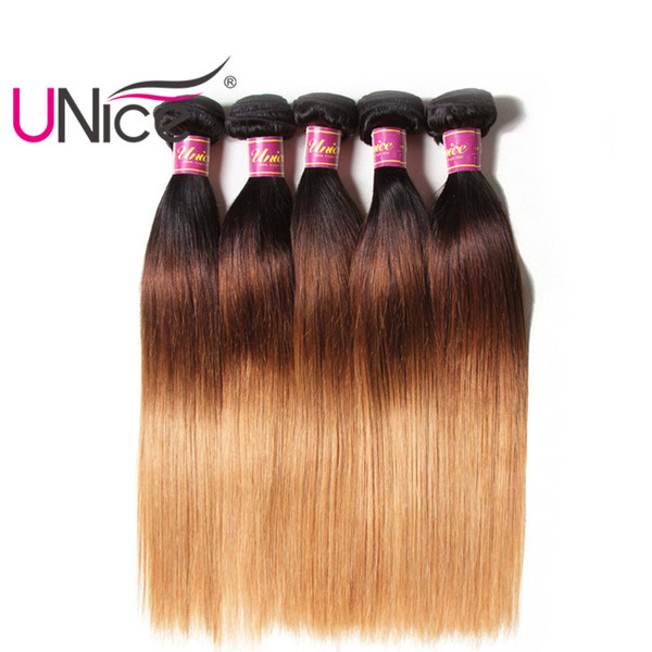 UNice Hair T1B/4/27 Ombre Straight Bundles Remy Human Hair Weaves Indian 4 Bundles Human Hair Extensions Bulk Wholesale Nice Silk Straight